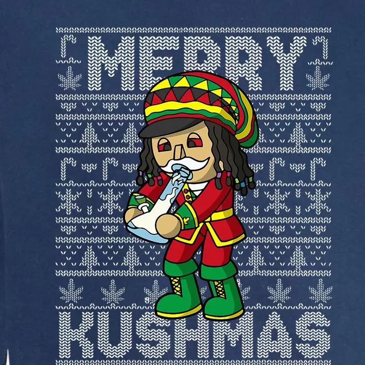 Christmas Marijuana Rasta Nutcracker Merry Kushmas Cannabis Garment-Dyed Sweatshirt