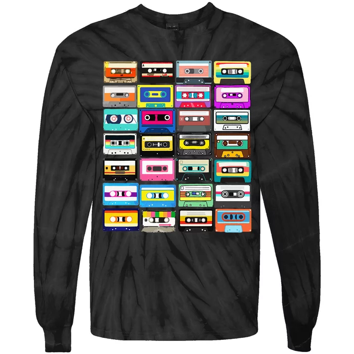 Cassette Mixtape Retro 1980s 1990s Music Vintage Graphic Tie-Dye Long Sleeve Shirt