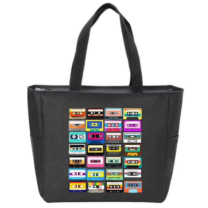 Cassette Mixtape Retro 1980s 1990s Music Vintage Graphic Zip Tote Bag