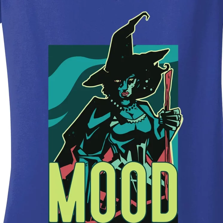 Current Mood Resting Witch Face Halloween Meme Funny Scary Gift Women's V-Neck T-Shirt