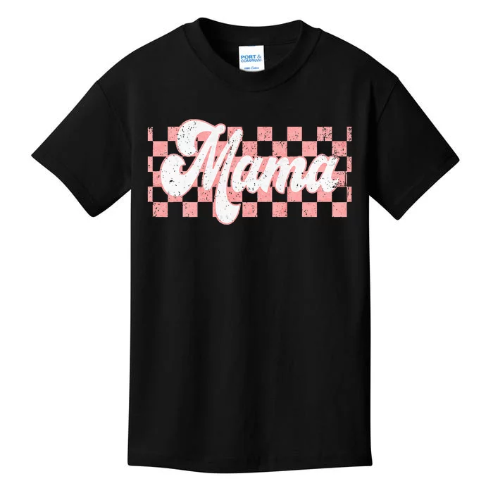 Checkered Mama Retro Mom Life Women Mothers Day New Mom Kids T-Shirt