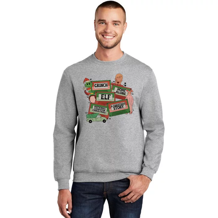 Christmas Movie Retro Caset Tapes Tall Sweatshirt