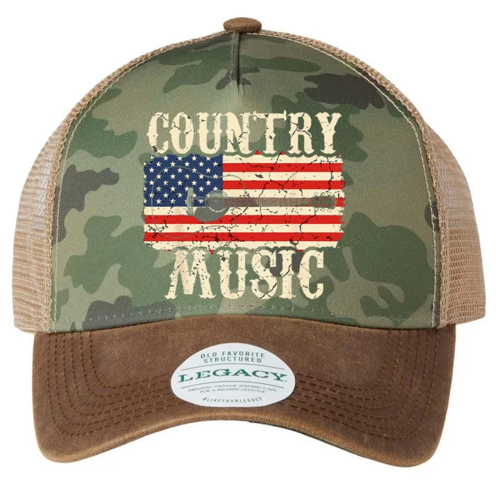 Country Music Retro Vintage Guitar American Flag Legacy Tie Dye Trucker Hat