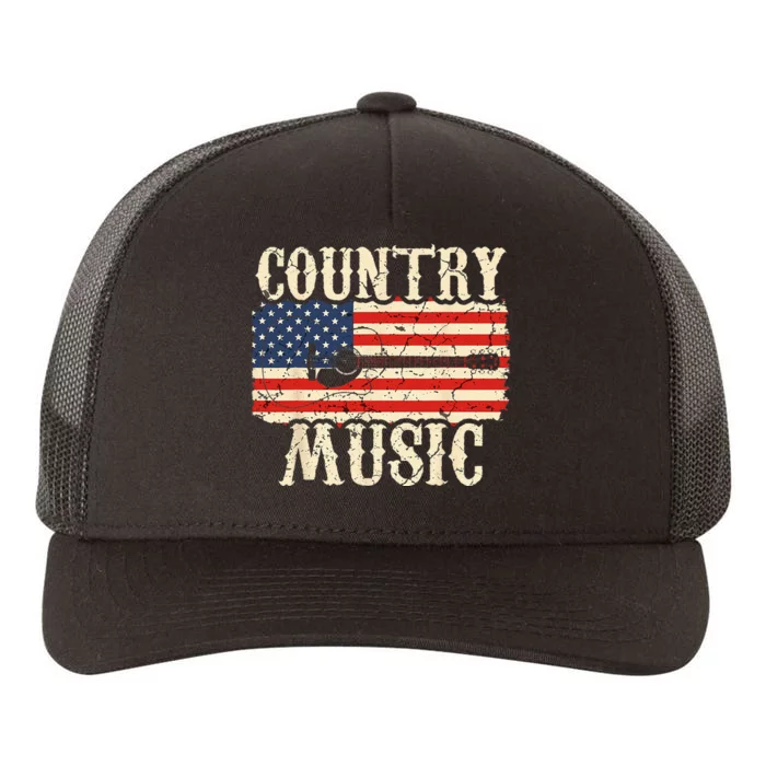 Country Music Retro Vintage Guitar American Flag Yupoong Adult 5-Panel Trucker Hat