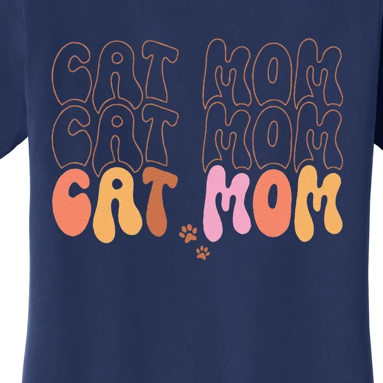 Cat Mom Retro Groovy Cats Adoption Mothers Day Women's T-Shirt