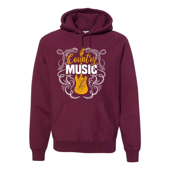 Country Music Retro Vintage Guitar Western Premium Hoodie