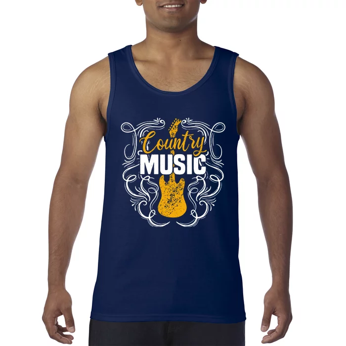 Country Music Retro Vintage Guitar Western Tank Top