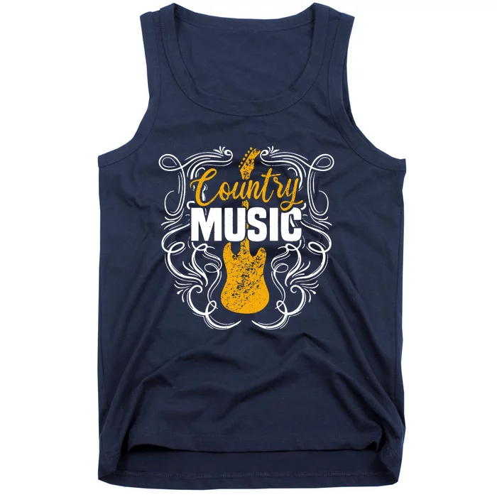 Country Music Retro Vintage Guitar Western Tank Top