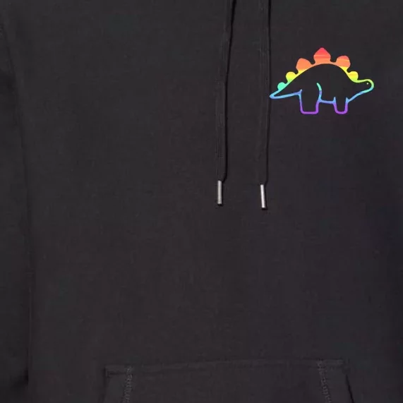 Cute Minimalistic Rainbow Lgbtqia Pride Dinosaur Premium Hoodie