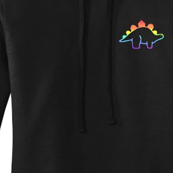 Cute Minimalistic Rainbow Lgbtqia Pride Dinosaur Women's Pullover Hoodie