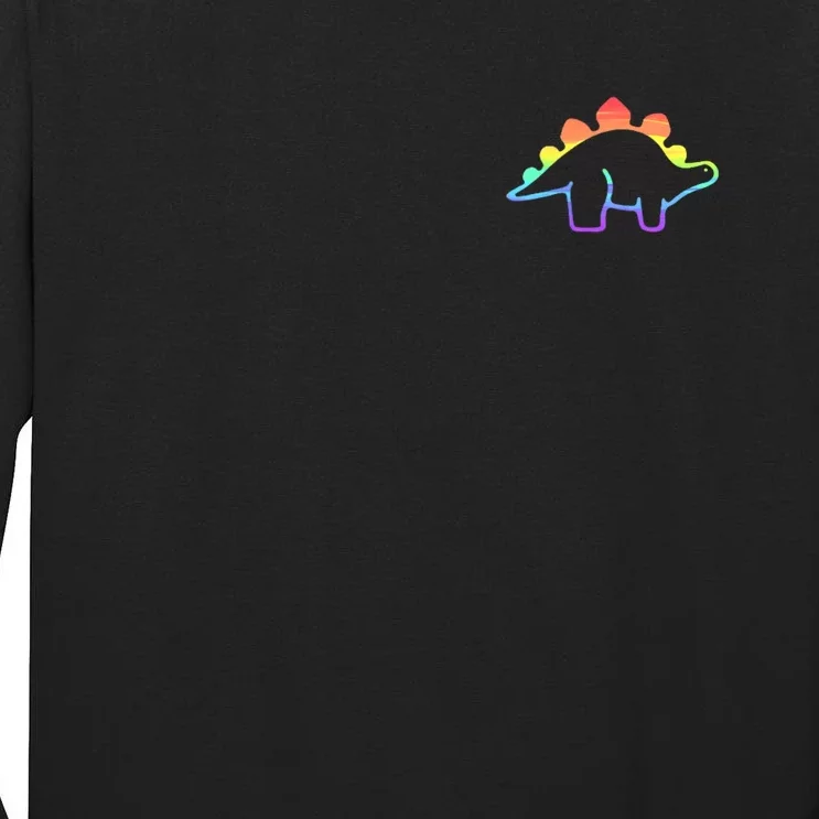 Cute Minimalistic Rainbow Lgbtqia Pride Dinosaur Tall Long Sleeve T-Shirt