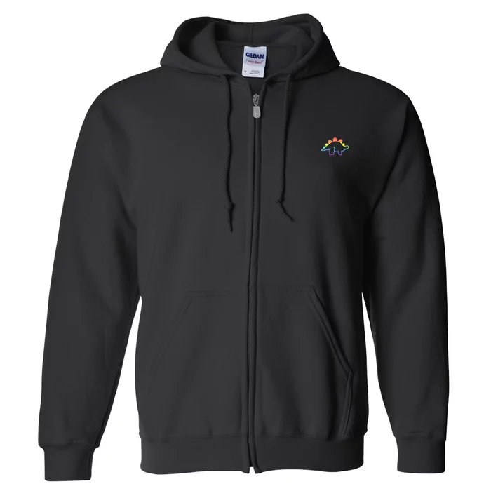 Cute Minimalistic Rainbow Lgbtqia Pride Dinosaur Full Zip Hoodie