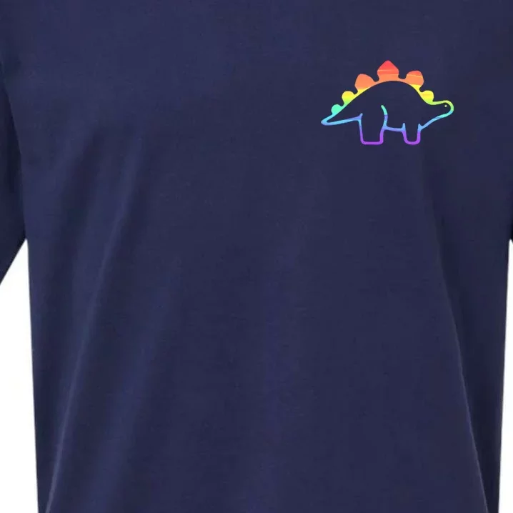 Cute Minimalistic Rainbow Lgbtqia Pride Dinosaur Sueded Cloud Jersey T-Shirt