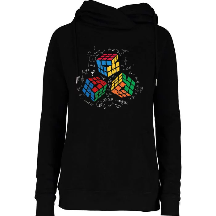 Cool Math Rubik Rubix Rubics Player Cube Math Lovers Womens Funnel Neck Pullover Hood