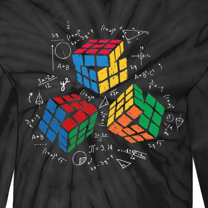 Cool Math Rubik Rubix Rubics Player Cube Math Lovers Tie-Dye Long Sleeve Shirt