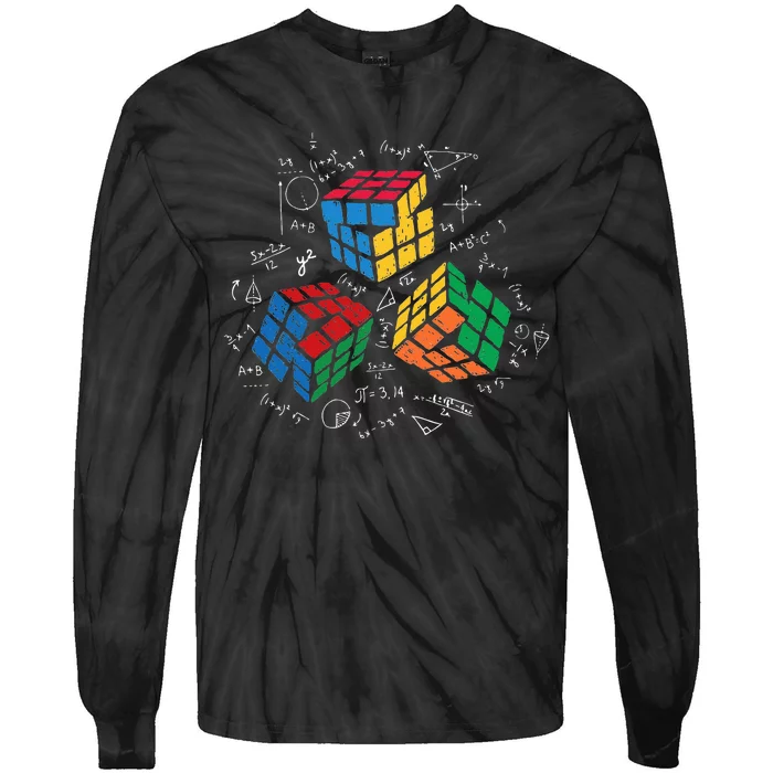 Cool Math Rubik Rubix Rubics Player Cube Math Lovers Tie-Dye Long Sleeve Shirt