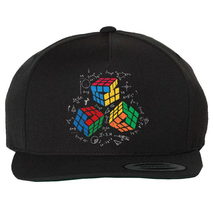 Cool Math Rubik Rubix Rubics Player Cube Math Lovers Wool Snapback Cap