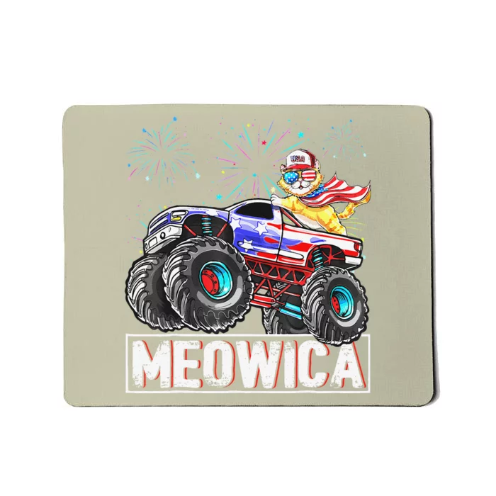 Cat Monster Riding Truck American Flag Plus Size Graphic Mousepad