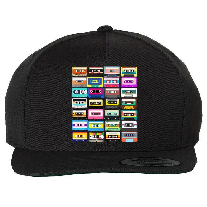 Cassette Mixtape Retro 1980s 1990s Music Vintage Graphic Wool Snapback Cap