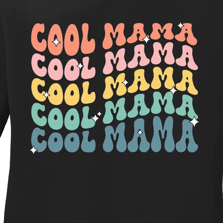 Cool Mama Retro Mothers Day New Mom Pregnancy Announcement Ladies Long Sleeve Shirt