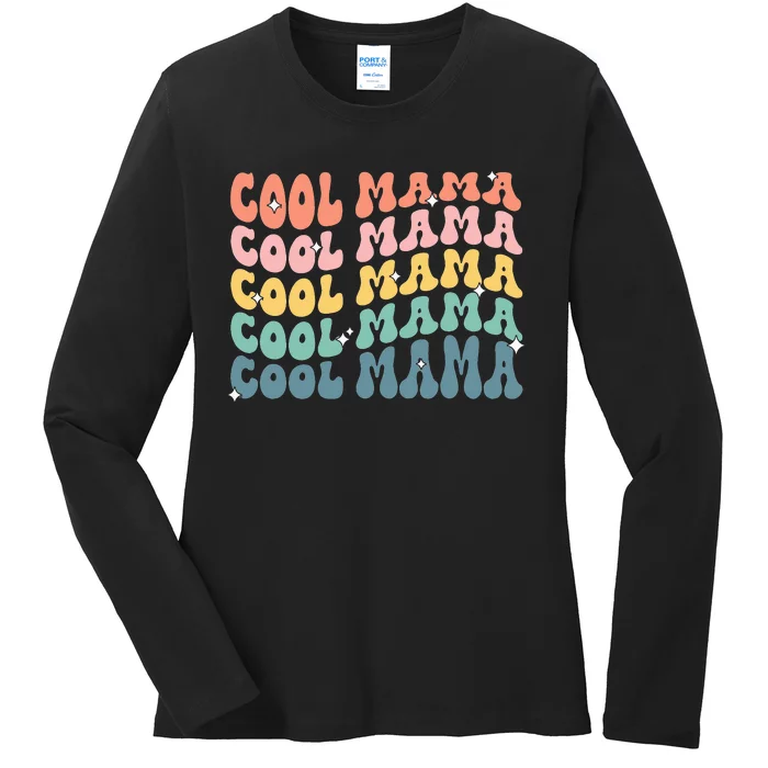 Cool Mama Retro Mothers Day New Mom Pregnancy Announcement Ladies Long Sleeve Shirt