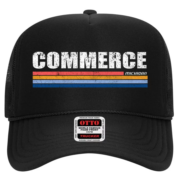 Commerce Michigan Retro High Crown Mesh Trucker Hat