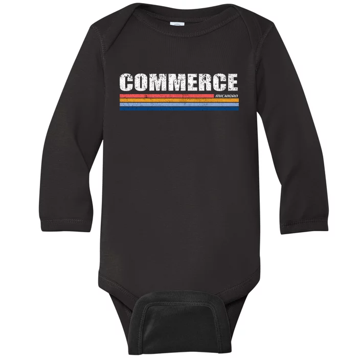 Commerce Michigan Retro Baby Long Sleeve Bodysuit