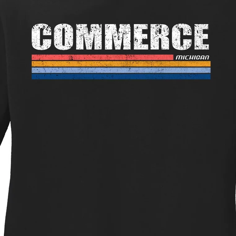 Commerce Michigan Retro Ladies Long Sleeve Shirt