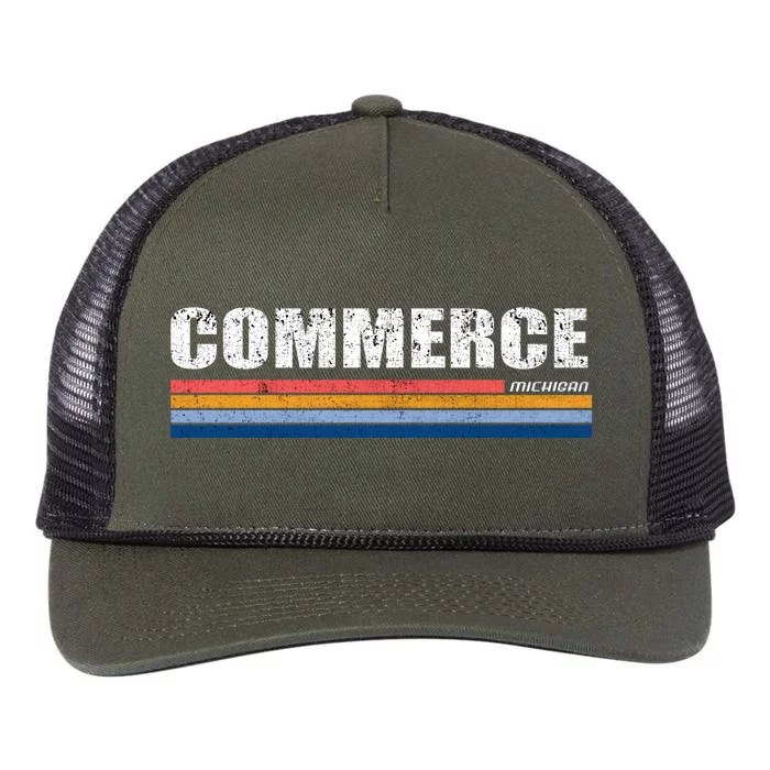 Commerce Michigan Retro Retro Rope Trucker Hat Cap