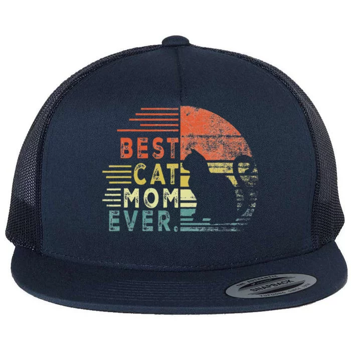 Cat Mommy Retro Best Cat Mom Ever Funny Cat Lady Cat Lovers Flat Bill Trucker Hat