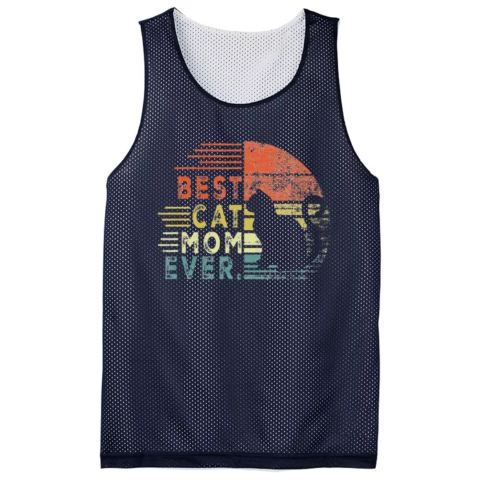 Cat Mommy Retro Best Cat Mom Ever Funny Cat Lady Cat Lovers Mesh Reversible Basketball Jersey Tank