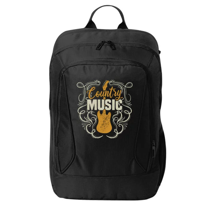 Country Music Retro Vintage Guitar Western City Backpack