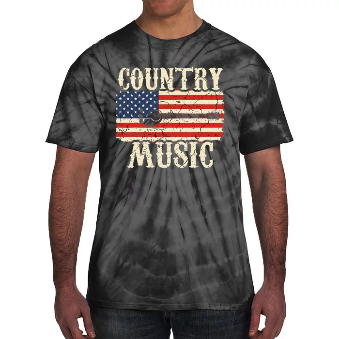 Country Music Retro Vintage Guitar American Flag Tie-Dye T-Shirt