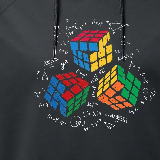 Cool Math Rubik Rubix Rubics Player Cube Math Lovers Performance Fleece Hoodie