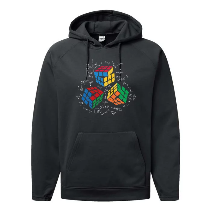 Cool Math Rubik Rubix Rubics Player Cube Math Lovers Performance Fleece Hoodie