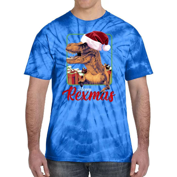 Christmas Merry Rexmas Dinosaur W/ SantaS Hat Tree Rex Great Gift Tie-Dye T-Shirt