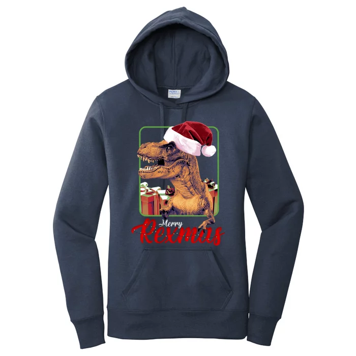 Christmas Merry Rexmas Dinosaur W/ SantaS Hat Tree Rex Great Gift Women's Pullover Hoodie