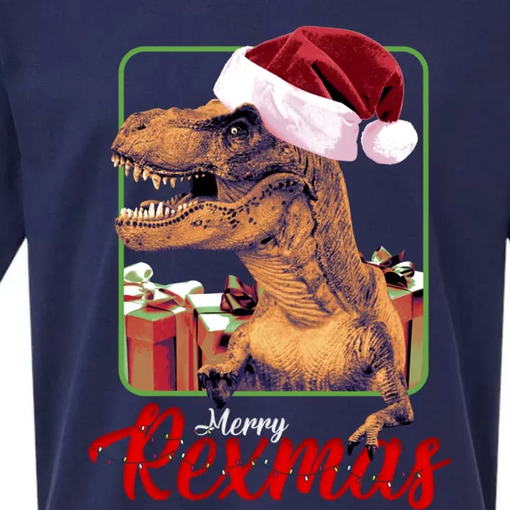 Christmas Merry Rexmas Dinosaur W/ SantaS Hat Tree Rex Great Gift Sueded Cloud Jersey T-Shirt