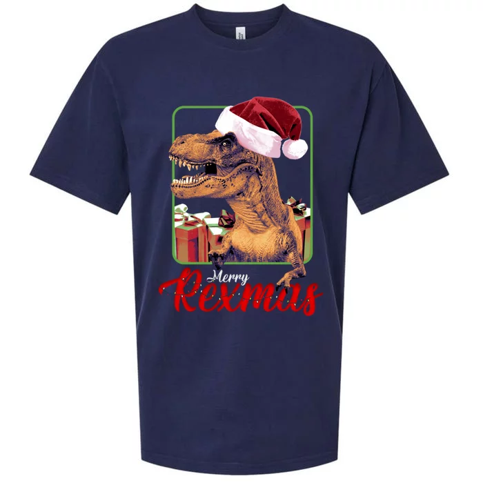 Christmas Merry Rexmas Dinosaur W/ SantaS Hat Tree Rex Great Gift Sueded Cloud Jersey T-Shirt