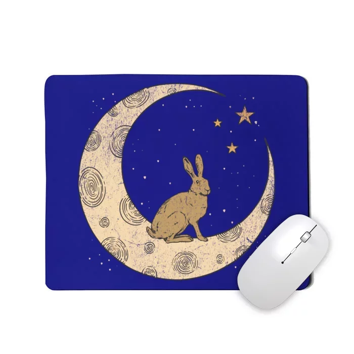 Crescent Moon Rabbit Stars Wiccan Wicca Witch Moon Phases Gift Mousepad