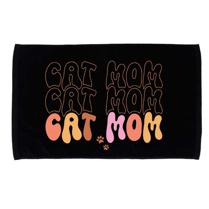 Cat Mom Retro Groovy Cats Adoption Mother's Day Microfiber Hand Towel