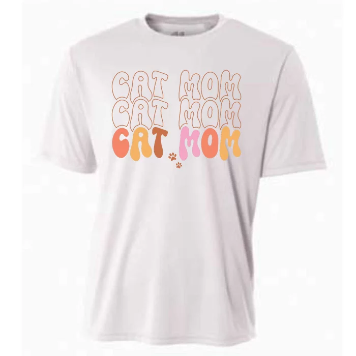 Cat Mom Retro Groovy Cats Adoption Mother's Day Cooling Performance Crew T-Shirt