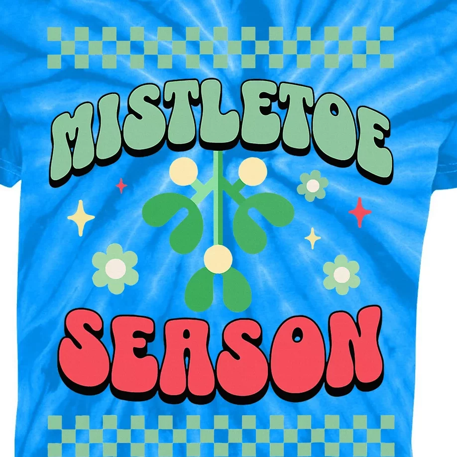 Christmas Mistletoe Season Kids Tie-Dye T-Shirt