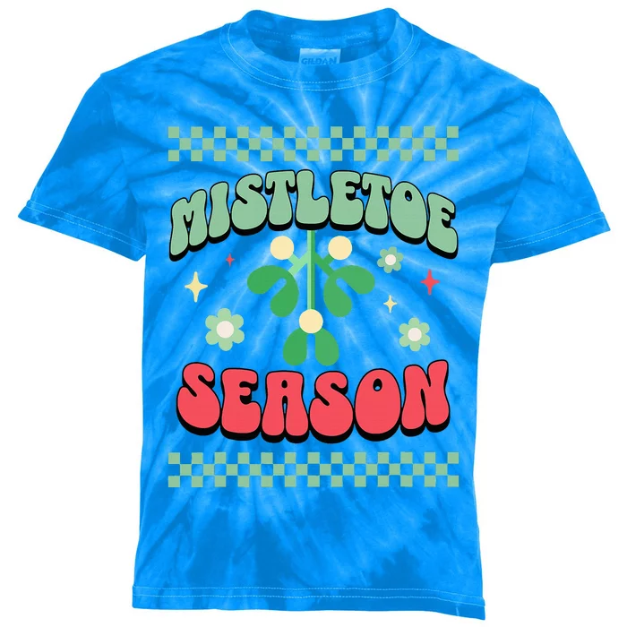 Christmas Mistletoe Season Kids Tie-Dye T-Shirt