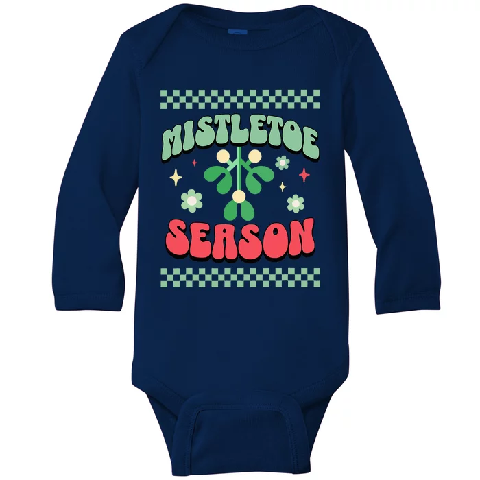 Christmas Mistletoe Season Baby Long Sleeve Bodysuit