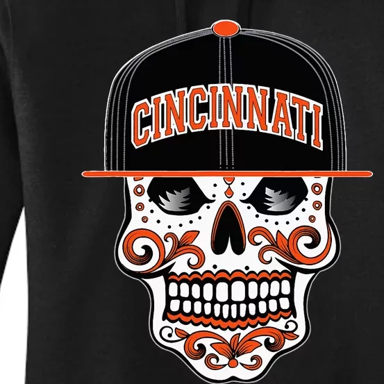 Cincinnati Mexican Sugar Skull Cincinnati City Ohio Women's Pullover Hoodie