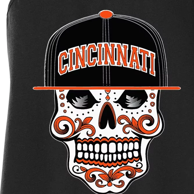 Cincinnati Mexican Sugar Skull Cincinnati City Ohio Women's Racerback Tank