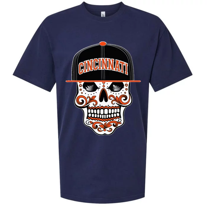 Cincinnati Mexican Sugar Skull Cincinnati City Ohio Sueded Cloud Jersey T-Shirt