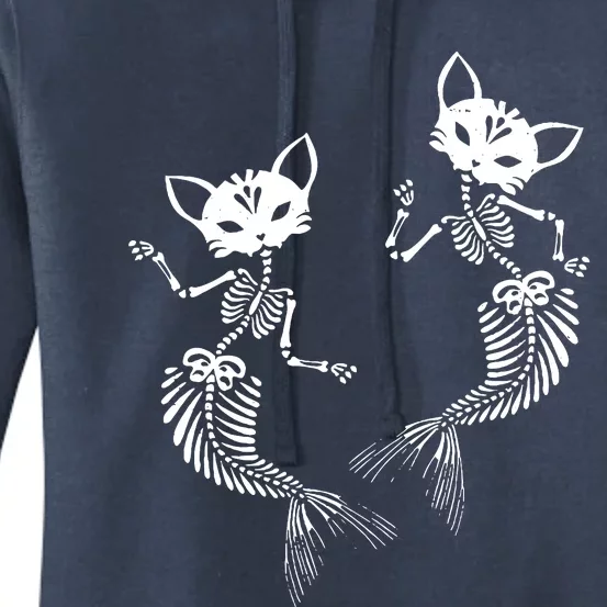 Cat Mermaid Skeleton Halloween Women's Pullover Hoodie