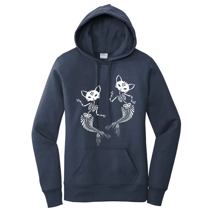 Cat Mermaid Skeleton Halloween Women's Pullover Hoodie